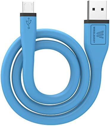 Wirelessky Bendy Micro USB to USB Cable 15 Inch for Android and Windows Phones - Blue