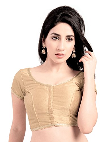 Gold Party-wear Silk Ready-Made Indian Saree Blouse - X-193SL