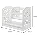 MyGift 2-Tier White Openwork Design Desktop Book and Stationary Organizer Rack, Countertop Bookcase Shelf