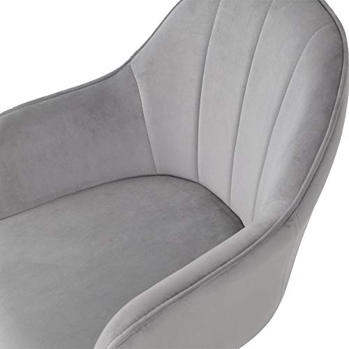 J&L Furniture Modern Design Velvet Desk Chair Mid-Back Home Office Chair Swivel Adjustable Task Chair Executive Accent Chair with Soft Seat (Grey) - Thumbnail 6