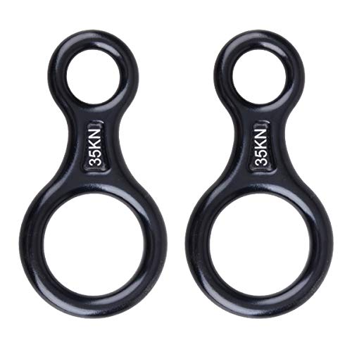 TRIWONDER 35KN Aluminum Climb Figure 8 Descender Rigging Plate Rappel Gear Downhill Equipment Heavy Duty (Black - 2 Pack)