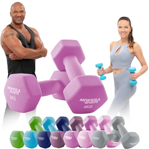 Miweba Sports Neopren Hantelset | 𝐏𝐫𝐨𝐟𝐢 Hantel - Hexagon Hanteln Set - Kurzhanteln - Kurzhantel Set - Gymnastikhanteln - Hantel Set - Dumbbell - 0,5-1