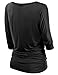 Colrovie Womens Boat Neck Dolman Top - 3/4 Sleeve With O/V Neck