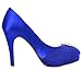 ELEGANTPARK HC1609P Women High Heel Pumps Platform Closed Toe Buckle Chiffon Satin Prom Evening Wedding Shoes Royal Blue US 9