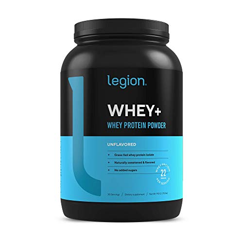Legion Whey+ Unflavored Whey Isolate Protein Powder from Grass Fed Cows Low Carb, Low Calorie
