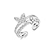 S&E Women's 925 Sterling Silver Opening Mouth Adjustable Rings Gifts Finger Ring Creative Rings (Butterfly)