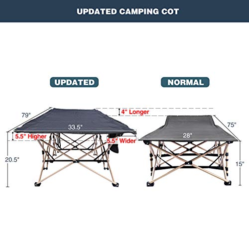 REDCAMP Oversized Folding Camping Cot for Adults 500lbs, Large Heavy