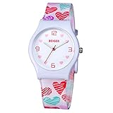 Zeiger New Easy Read Time Teacher Teen Plastic Young Girls Children Kids Watches, Lovely Heart Silicon Band (White)