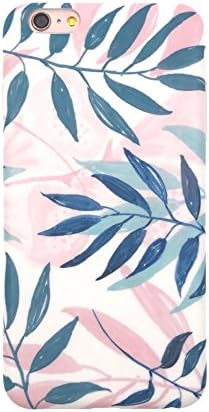 Iphone 6 Case, LACK Palm Tree Design IMD Full Protect Shock Proof&amp;Fingerprint Soft TPU Bumper Anti-Scratch Back Cover for iphone 6/6s 4.7 inch [Pink Green Leaves]