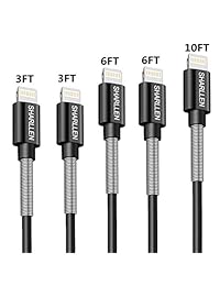 iPhone Cable,Sharllen Metal Spring iPhone Charger Cable MFi Certified Lightning Cable 3 3 6 6 10FT Long Charging&Syncing iPhone Charging Cord Compatible iPhone Xs Max Xr X 8 8Plus 7P 7 iPad (B-10FT)