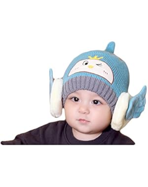 Fashion Bear Wings Shaped Caps Cartoon Crochet Knit Hats For Baby Girls Boys