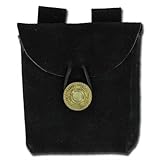 Medieval Renaissance Leather Black Suede Pouch
