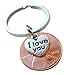 I Love You Heart Charm Layered Over 2012 Penny Keychain, 13 Year Anniversary, Couples Keychain