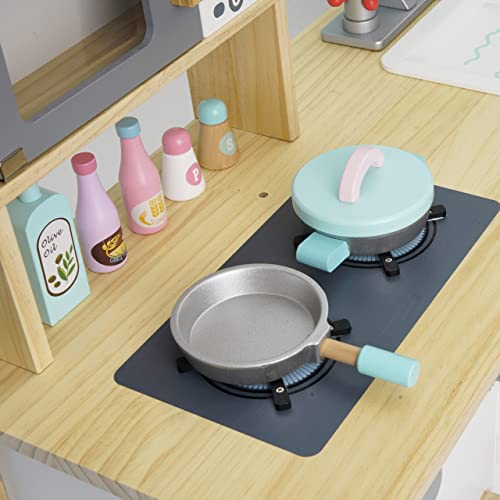 ROBUD Kids Kitchen Playset Wooden Kids Play Kitchen Set Pretend Play