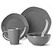 Le Tauci Single Dish Set 4 Piece Ceramic Dinnerware Set, Place Setting Service One Person, Steel Grey