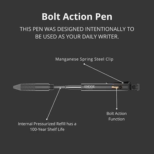 The Ridge Bolt Action Ballpoint Pen Metal Retractable Compact Writing