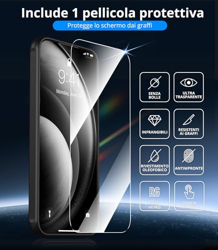 Vansdon Magnetic Cover for Xiaomi Redmi Note 15 Pro 5G with 1 Pieces Tempered Glass, Magsafe Compatible with Magsafe, Military Level Anti-Drop Protection, Translucent Slim Matte Shockproof Cover-Black