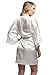 Women's Bride Bridesmaid Robes Short Kimono Robe Dressing Gown for wedding, White, M