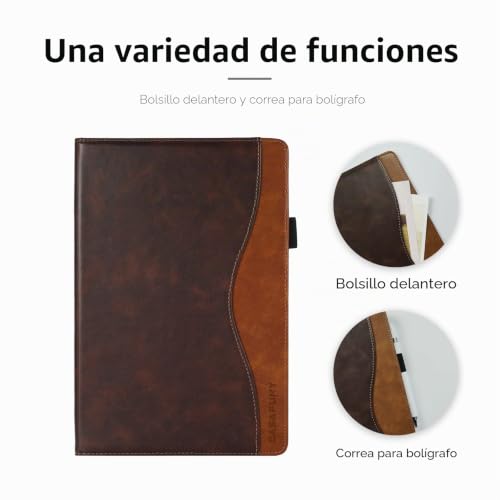CASAFUNY Case for iPad (A16) 11th Generation 2025 11 Inch/iPad 10th Generation 2022 10.9 Inch with Document Pocket Protective PU Leather Magnetic Closure Case Cover, Brown