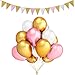 LeeSky 100Pcs 12inch Thicken Round Pearlescent Latex Balloons- Gold & Pink & White Latex Balloons and Vintage Style Pennant Banner for Bachelorette Wedding Party Decoration Supplies