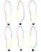 FROG SAC Mood Necklace for Girls 6 Pieces Pack - Color Changing Mood Pendant Necklaces with Heart and Peace Designs on Tie Dye Stretch Cord - Great Gifts and Party Favors for Teens and Young Women