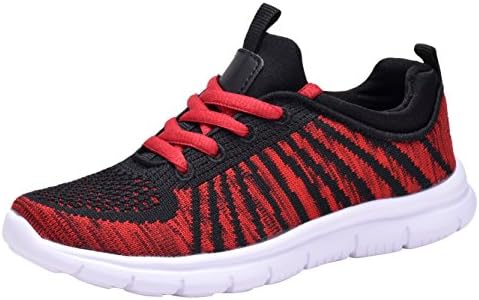 ShengQu Boys&amp;Kids Fashion Sneakers Lightweight Casual Sport Shoes SQ003 Black/RED-3