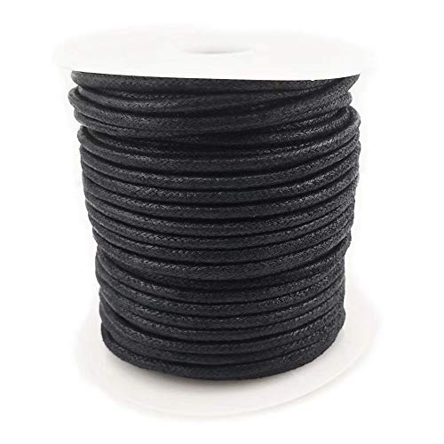 2.5mm Black Jewelry Making Beading Crafting Macrame Waxed Cotton Cord Rope