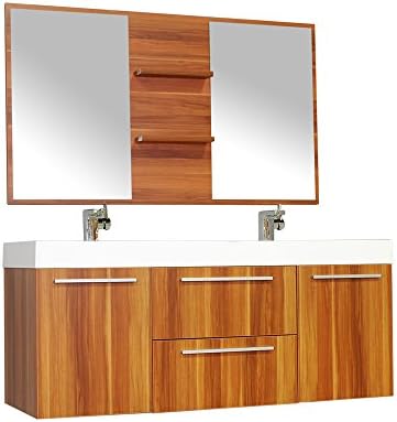 Alya Bath AT-8047-C-D-S Ripley Collection Double Wall Mount Modern Bathroom Vanity Set, Cherry, 54"