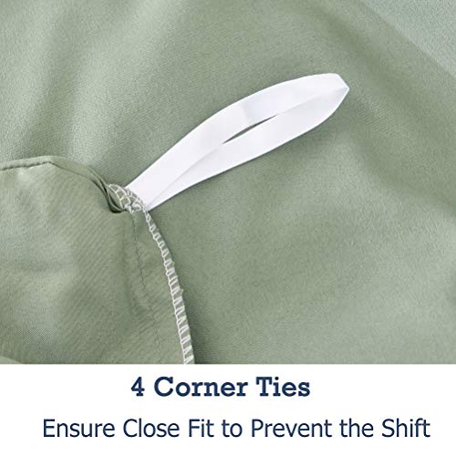 M&Meagle 3 Pieces Green Duvet Cover Set with Zipper Clousure,100% Stone Washed Process Microfiber,Ultra Soft and Easy Care,Simple Style Bedding Set-Queen Size(1 Duvet Cover 2 Pillowcases) - Thumbnail 4