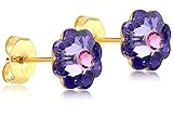 24K Gold Coated Stud Earrings with 8mm Crystal Flowers -Hypoallergenic -by Clecceli