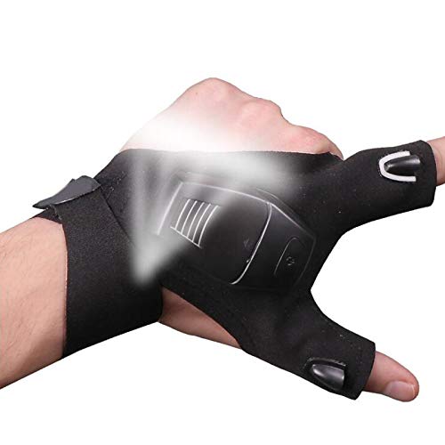 1 Paar Outdoor Taschenlampe LED Fingerlos Angelhandschuhe Handschuhe Wasserdicht Schwarz Arbeitshandschuhe mit Licht zum… – Bild 5