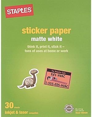 does staples print on sticker paper