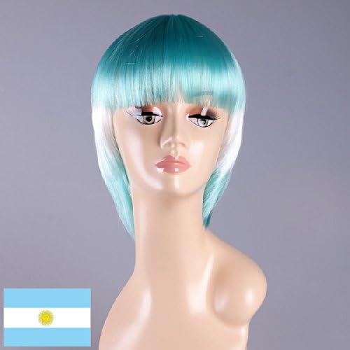 [Wigs2you] Flag Wig World Cup Football Sport Country Full Wig Party HalloweenFlag-002 _ Argentina