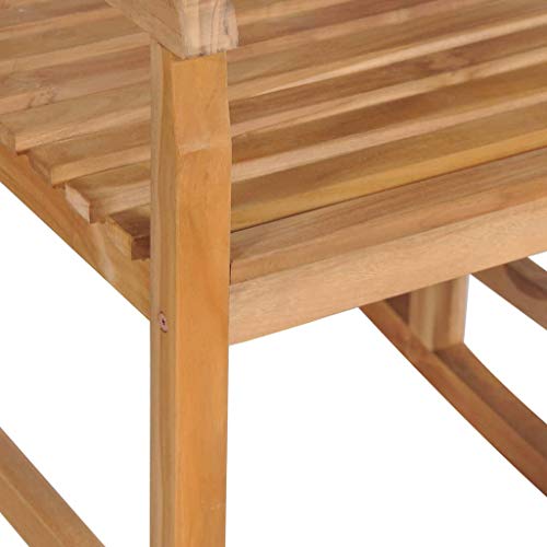 vidaXL Teak Massiv Schaukelstuhl mit Beige Kissen Schaukelsessel Gartenmöbel Stuhl Sessel Relaxstuhl Schwingsessel Gartenstuhl Holzstuhl – Bild 4