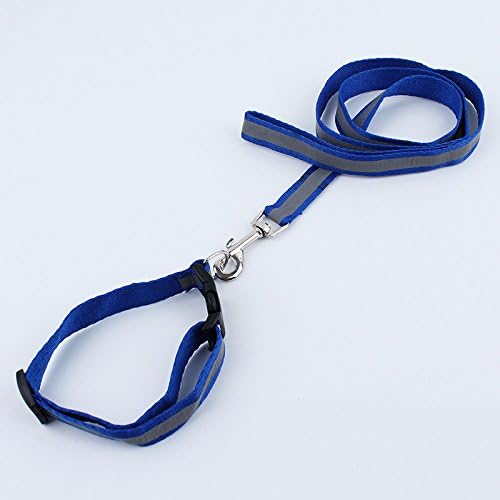VKOPA Dog Harness Leash,Nylon Padded Reflective Harness Leash Set, Walking Leash or Pet Travel Safety Belt Accessories (s, blue)