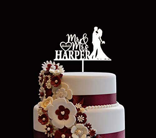 Personalized Wedding Cake Topper, Wooden Cake