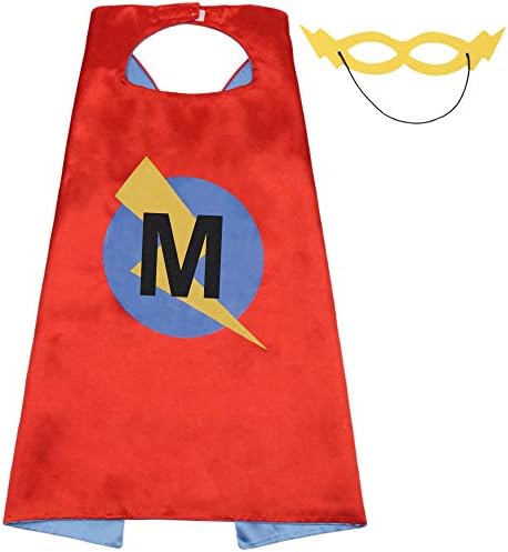 LYNDA SUTTON Kids/Adult Superhero Capes with 26 Letter Initial Cape Red & Blue Cape for Boy Girl 27.5"/47"