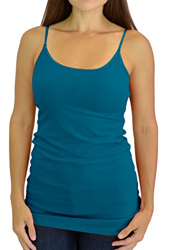 Belle Donne Women's Adjustable SpaghettiStrap Tanktop Cami Tank Tops Women - Blue Jade Small Cami Tank Top for Women - Thumbnail 5