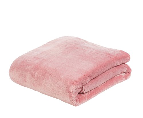 Goezze - Premium Cashmere Feel Cuddly Living Room Blanket/Throw, 500 g/m², 180 x 220 cm - Dusty Pink