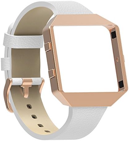 SnowCinda For Fitbit Blaze Bands with Frame, Replacement Leather Slim Straps with Metal Stainless Steel Frame for Fitbit Blaze Smart Fitness Watch Men Women