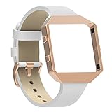 For Fitbit Blaze Bands with New Metal Frame,Austrake Replacement Leather Slim Straps with Stainless Steel Buckle for Fitbit Blaze Strap for Women Men