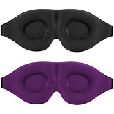 Sleep Mask for Side Sleeper 2 Pack, 100% Light Blocking Sleeping Eye Mask for Women Men, 3D Contoured Cup Night Blindfold, Luxury Eye Cover Shade with Adjustable Strap for Travel, Nap
