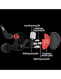 KZ AS10 5BA Auriculares in ear estéreo de alta resolución con cable de 2 pines de 0.030 in, cinco controladores equilibrados de madurez, cancelación de ruido Negro