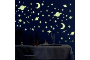 Glow in The Dark Stickers Stars Moon Spacecraft Luminous Stickers Self-Adhesive DIY Home Mural Art Decals,Style 2 Practical
