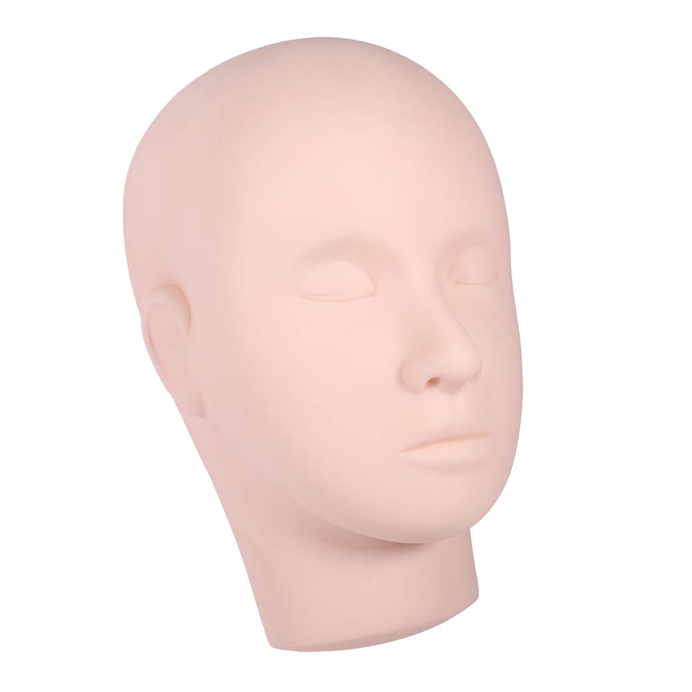 Tbest 1Pc Lash Practice Head, Upgraded Make Up Eyel Eye Les Exteons Mannequin ing Head Model Makeup Face, Make Silicone Mould thetics silicone practice face mannequin head l make up puppe doll