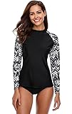 ATTRACO Womens Sun Protection Shirt Ladies Rashguard Swim Tops Black 2X-Large