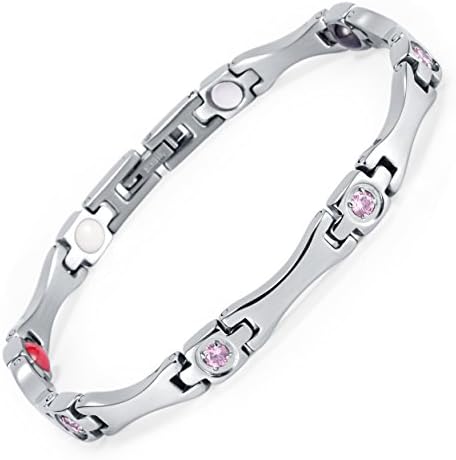 WelMag New Design Fashion Magnetic Therapy Bracelet for Women Charm Adjustable Bracelet(Pink)