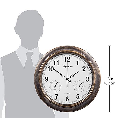 SkyNature Outdoor Clocks, 18 Inch Large Indoor Outdoor Wall Clock Waterproof with Temperature