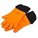 YOHEER Silicone Oven Mitts, Extra-Long Quilted Cotton Lining,Heat Resistant Kitchen Potholder Gloves for Oven,Outdoor BBQ Grill,Fireplace Camping,Kitchen and so on.- 1 Pair (Orange)