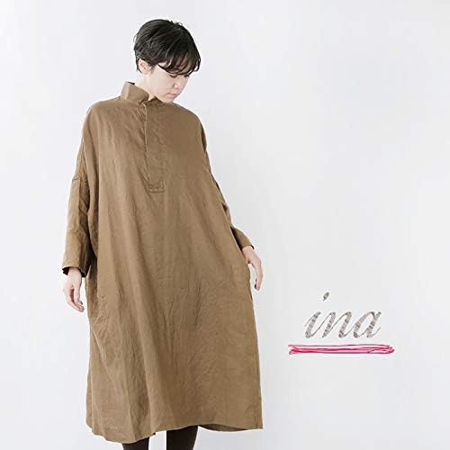 Amazon Co Jp イナ Ina フレンチリネン切替ヘンリーネックワンピース 38 ダークベージュ Col 02 3143 38 02 服 ファッション小物